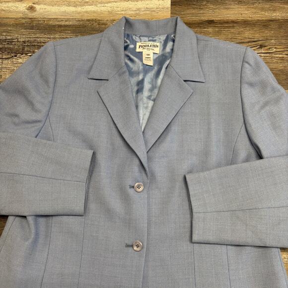 Vintage Pendleton Blue Womens 16W Retro Single Breasted Wool Blazer Preppy - Picture 1 of 11